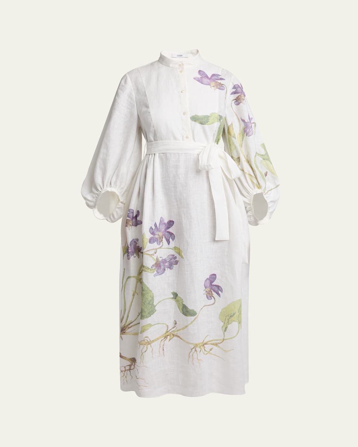Shop Erdem Floral Self-tie Linen Dress