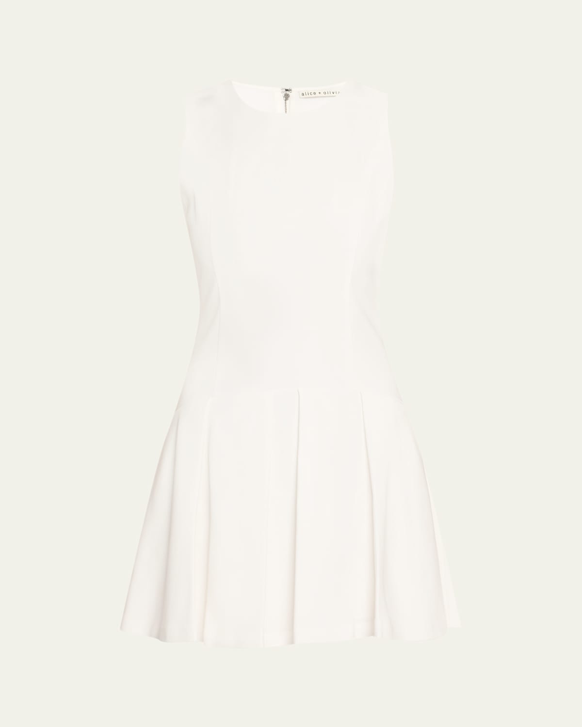 Alice And Olivia Adley Drop-waist Mini Dress In White