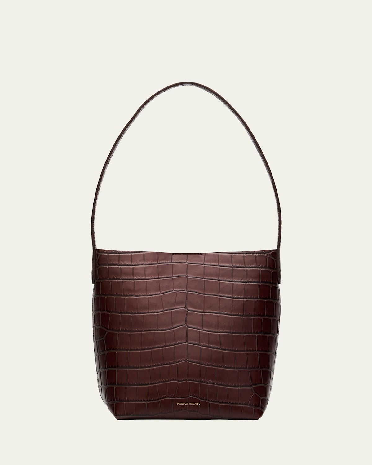 Mansur Gavriel Small Croc-embossed Leather Tote Bag In Brown