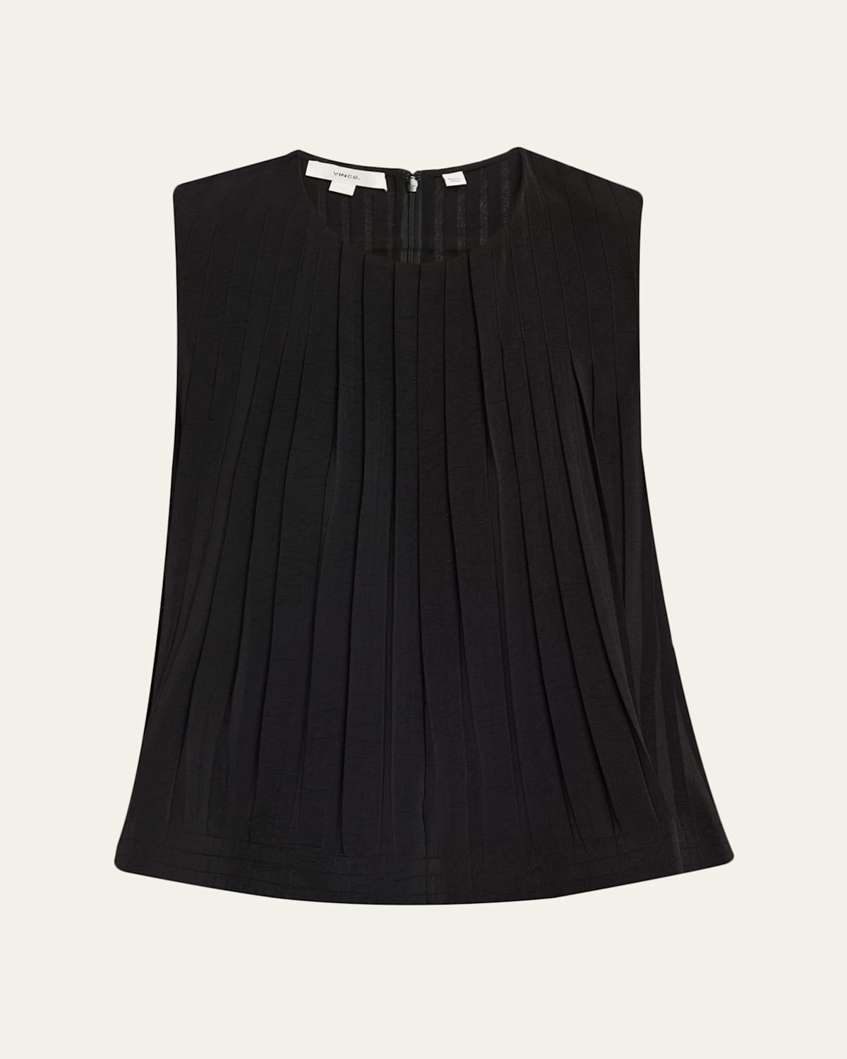 Vince Sleeveless Pleated A-line Top In Black
