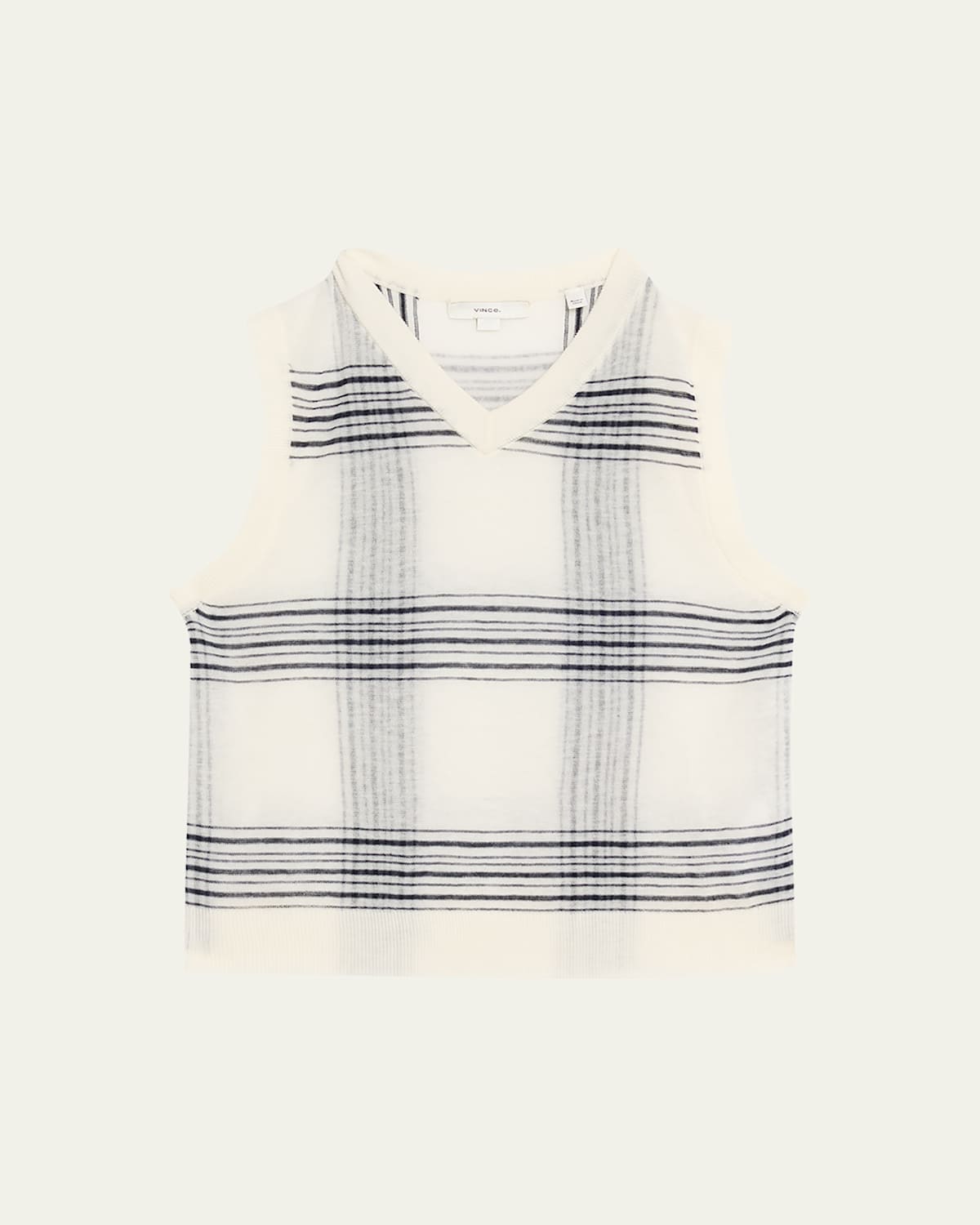 Vince Plaid V-neck Sweater Vest