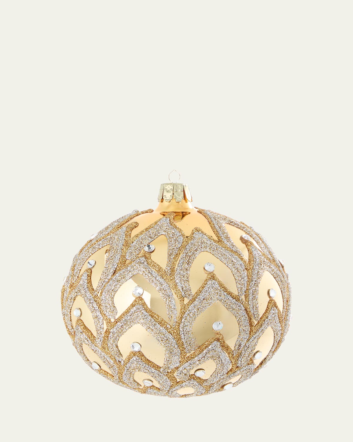 Bergdorf Goodman Art Deco Shiny Gold Ball Ornament In Gold