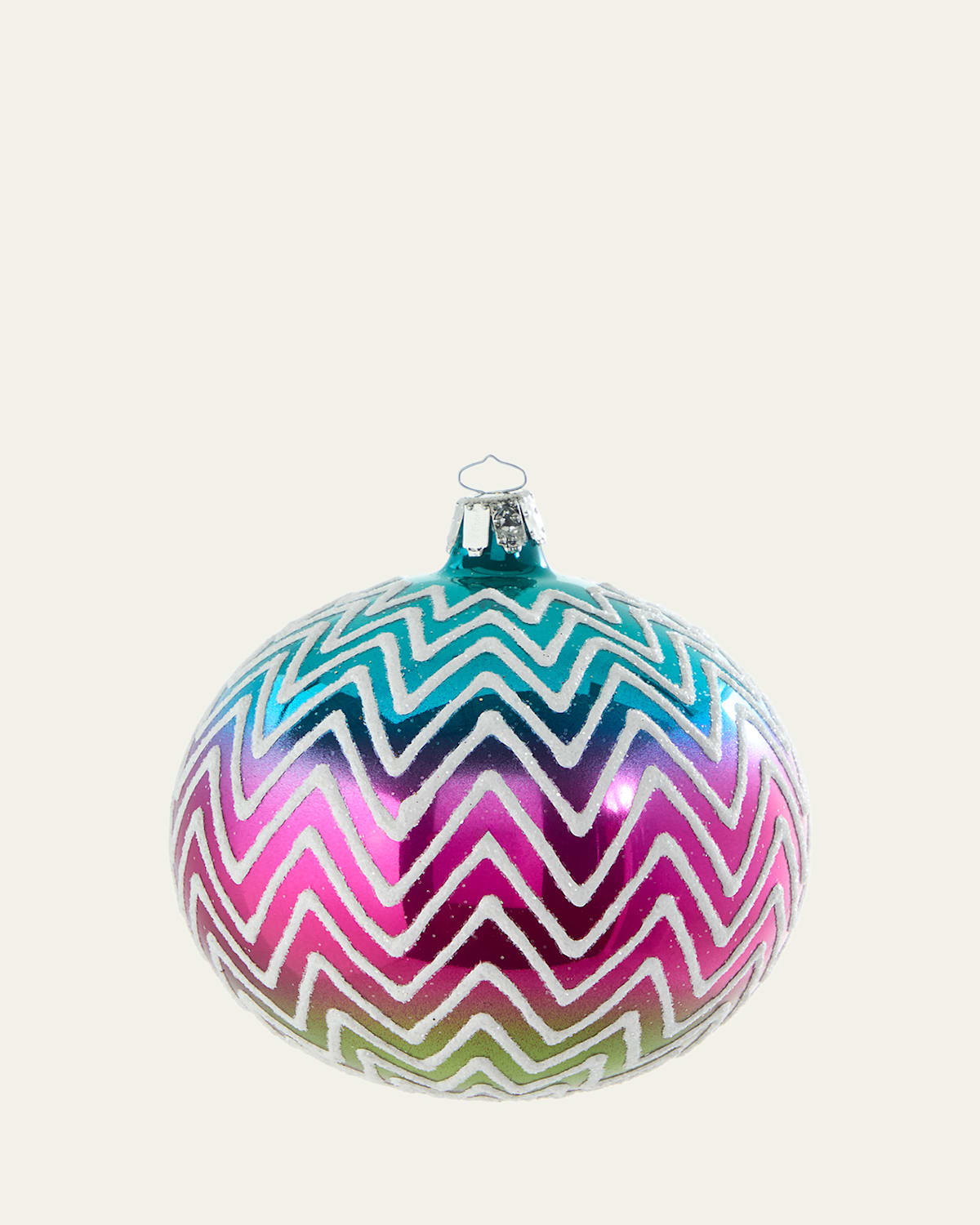 Bergdorf Goodman Chevron Tricolor Ball Ornament In Multi