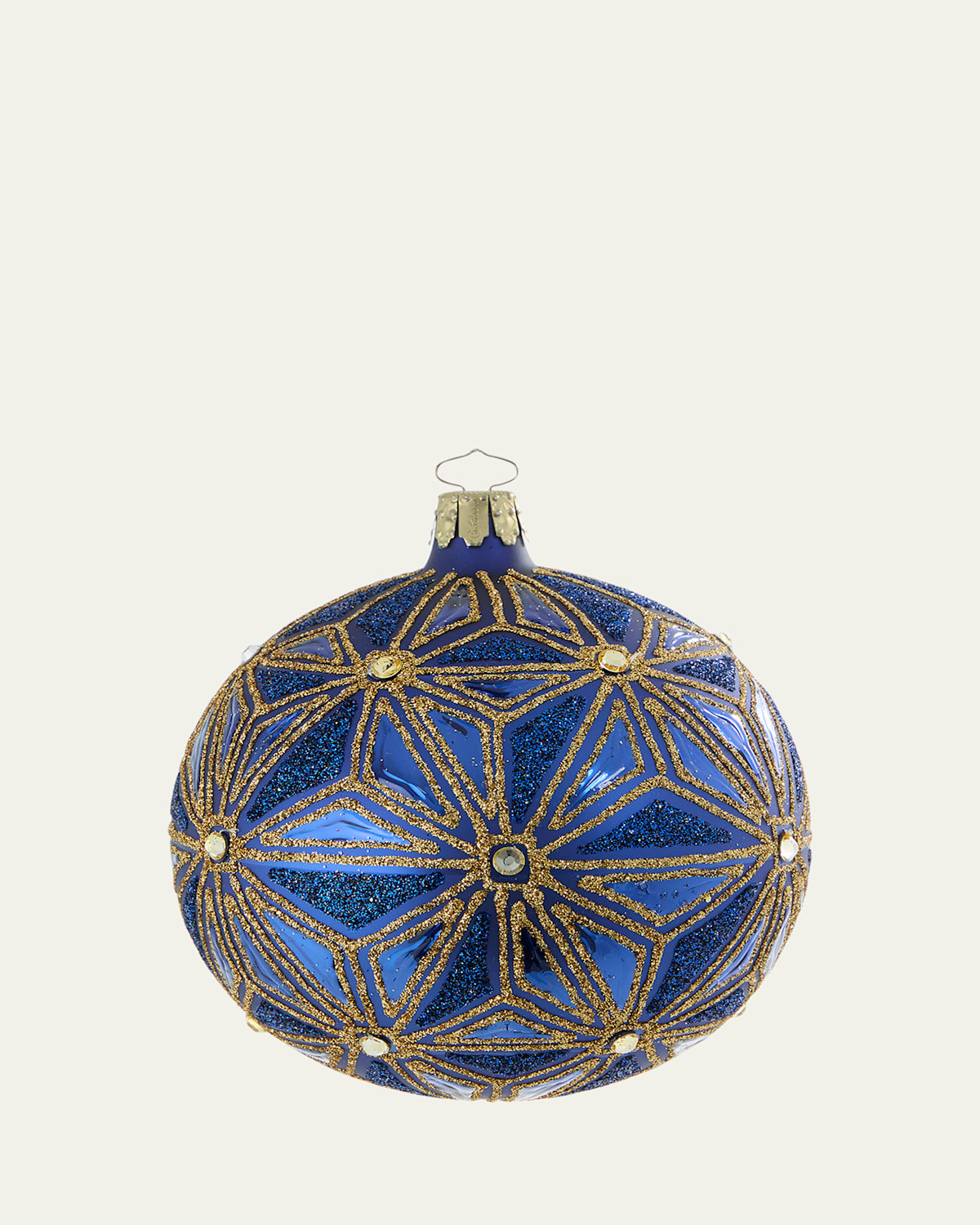 Bergdorf Goodman Dark Blue & Gold Glitter Ball Ornament In Blue