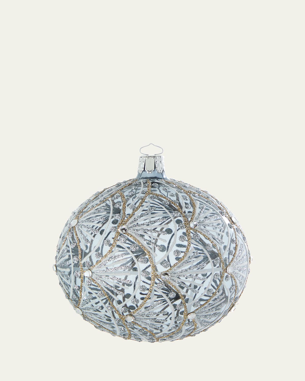 Bergdorf Goodman Art Deco Transparent Ball Ornament In Silver