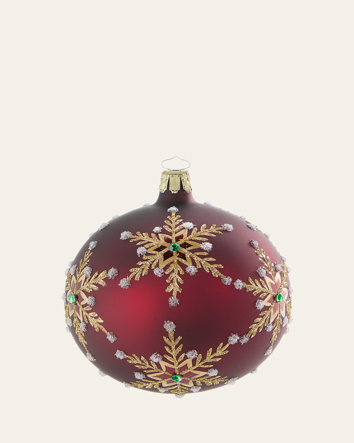 Bergdorf Goodman Snowflakes Dark Red Ball Ornament In Brown
