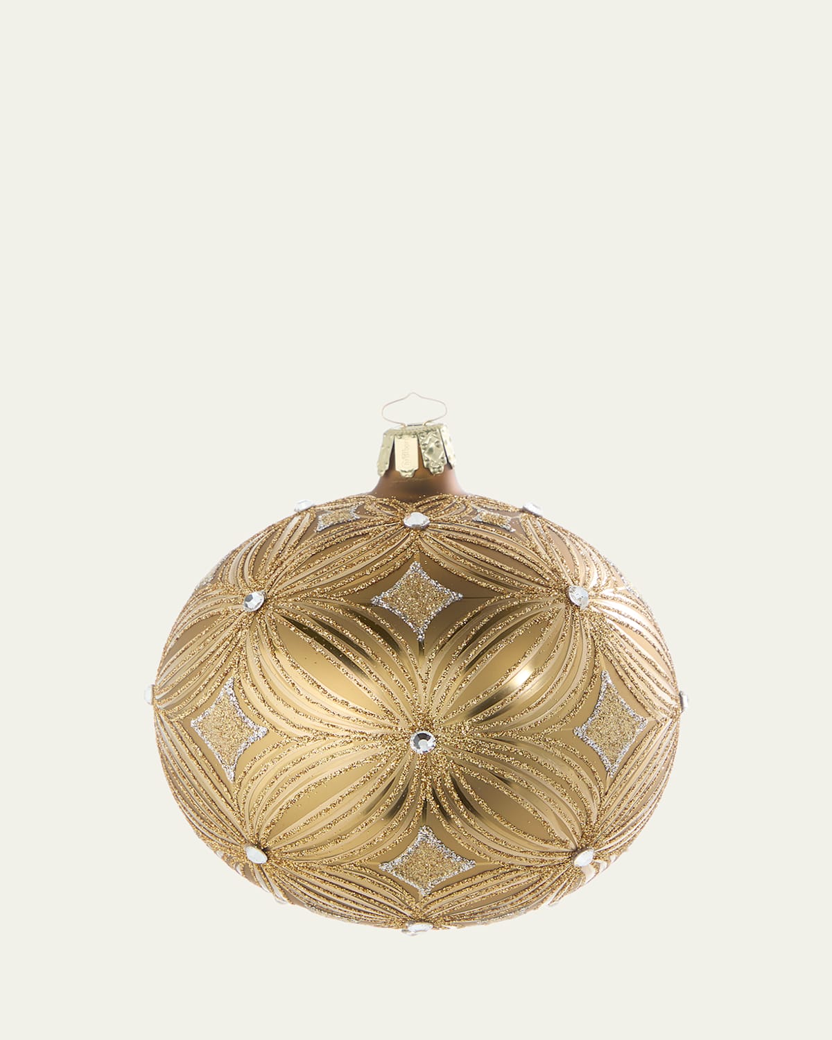 Bergdorf Goodman Brown-gold Art Deco Glitter Ball Ornament In Gold