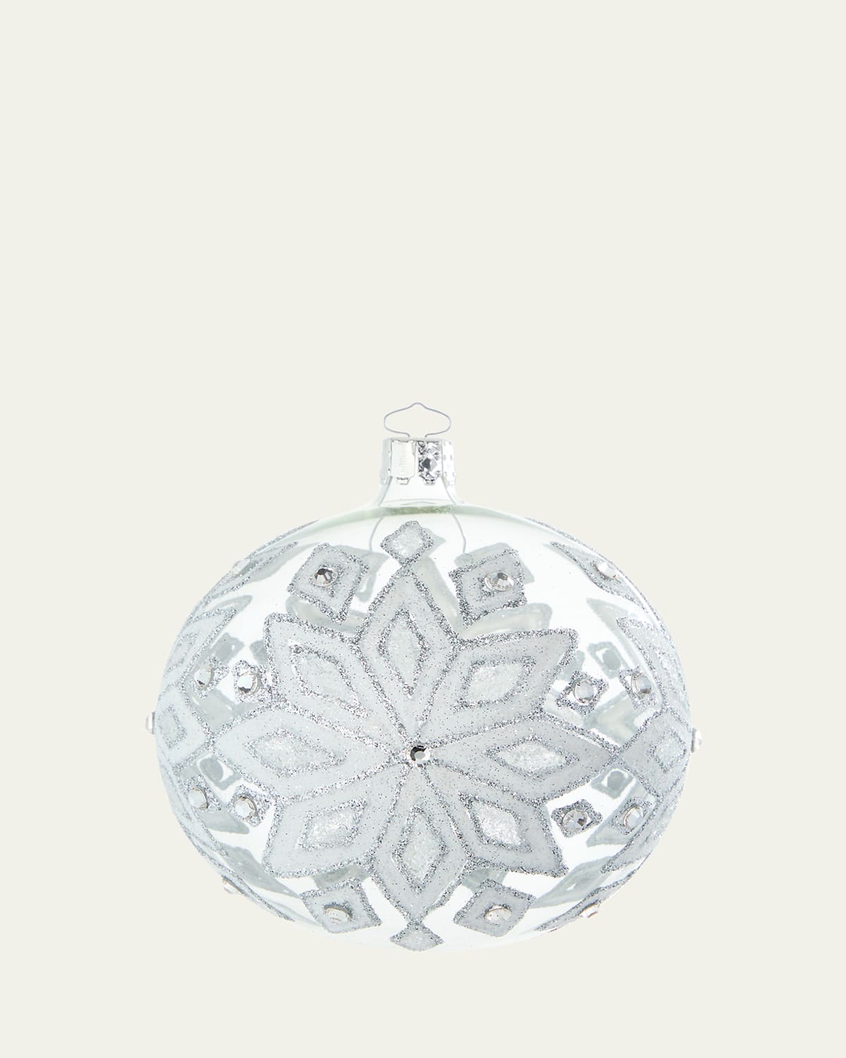 Bergdorf Goodman Glitter Snowflakes Transparent Ball Ornament In White