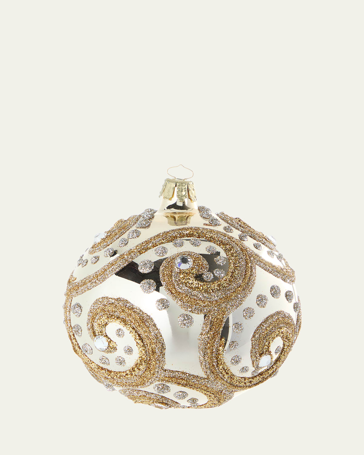Bergdorf Goodman Glitter Swirls Shiny Champagne Ball Ornament In Gold
