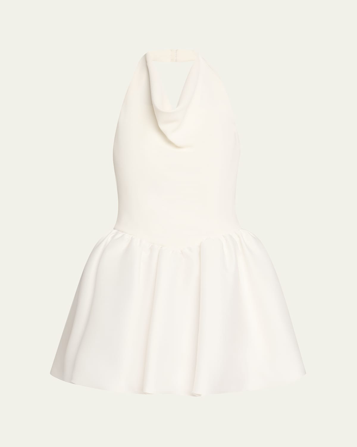 Crepe Bubble-Hem Halter Mini Dress