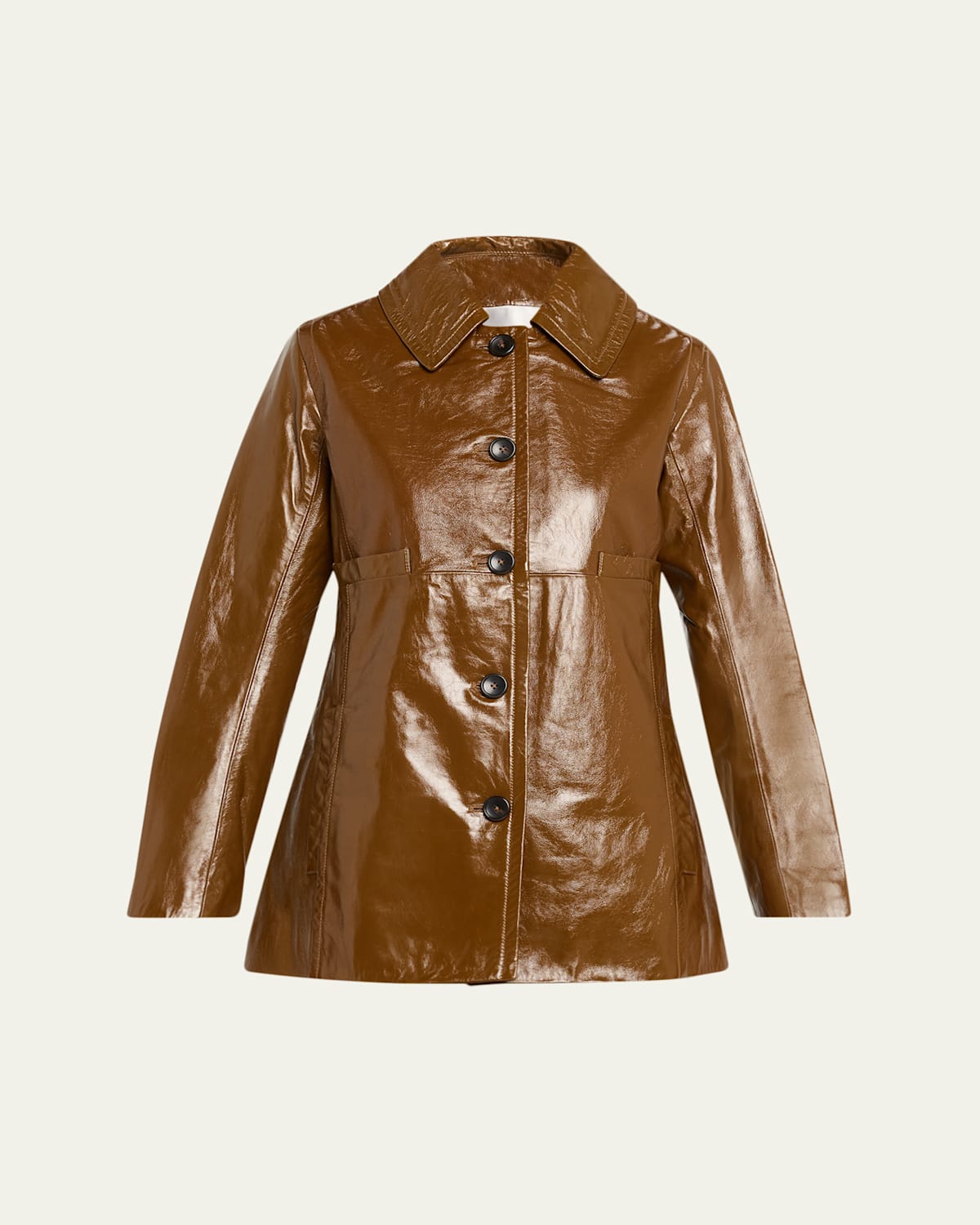 A.l.c Ghia Glossy Leather Jacket In Brown