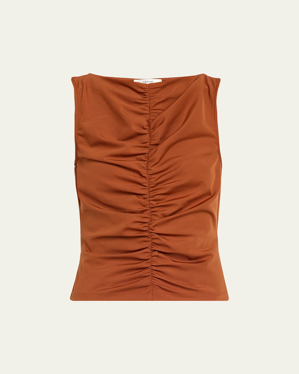 Frame The Ruched Sleeveless Top In Orange