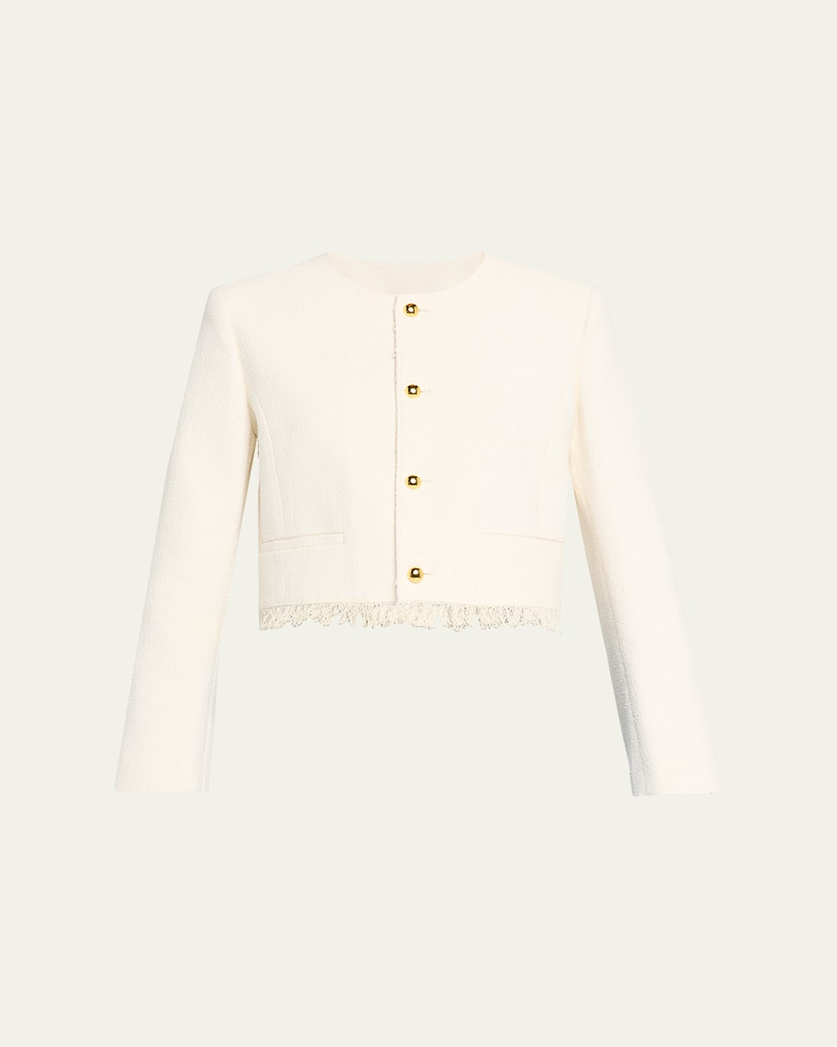 Frame The Tweed Fringe Jacket In White