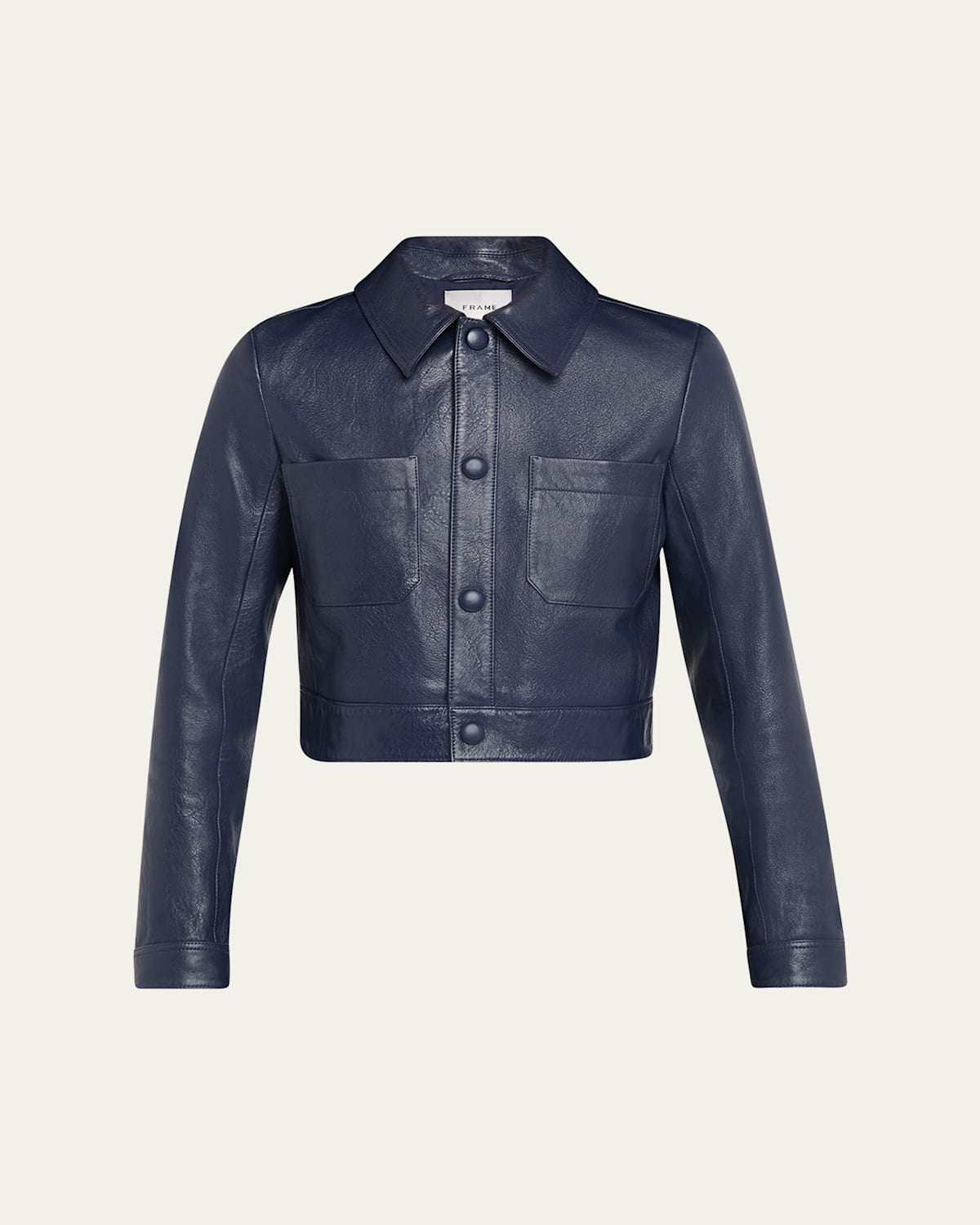 Frame The Small Leather Jacket In Blue