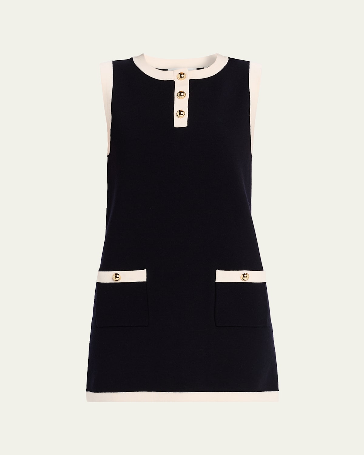 Frame Womens Indigo Mixed Sleeveless Wool-blend Knit Mini Dress In Black