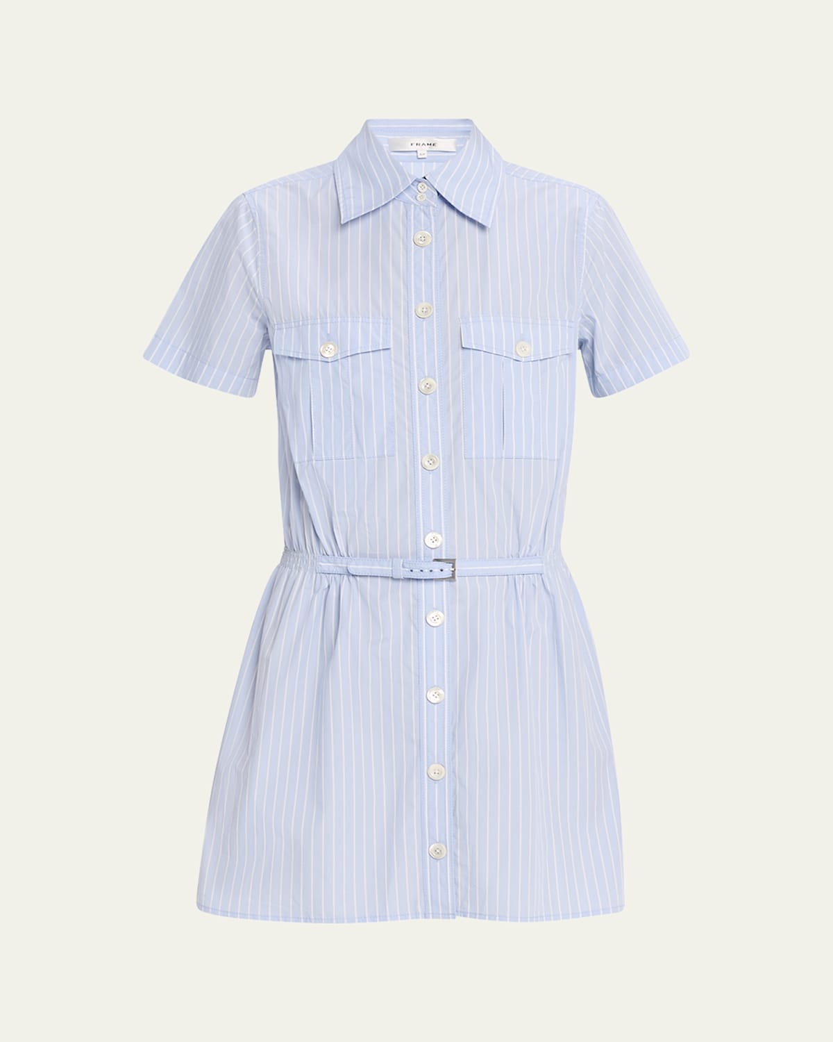 Frame The Striped Safari Shirtdress In Blue