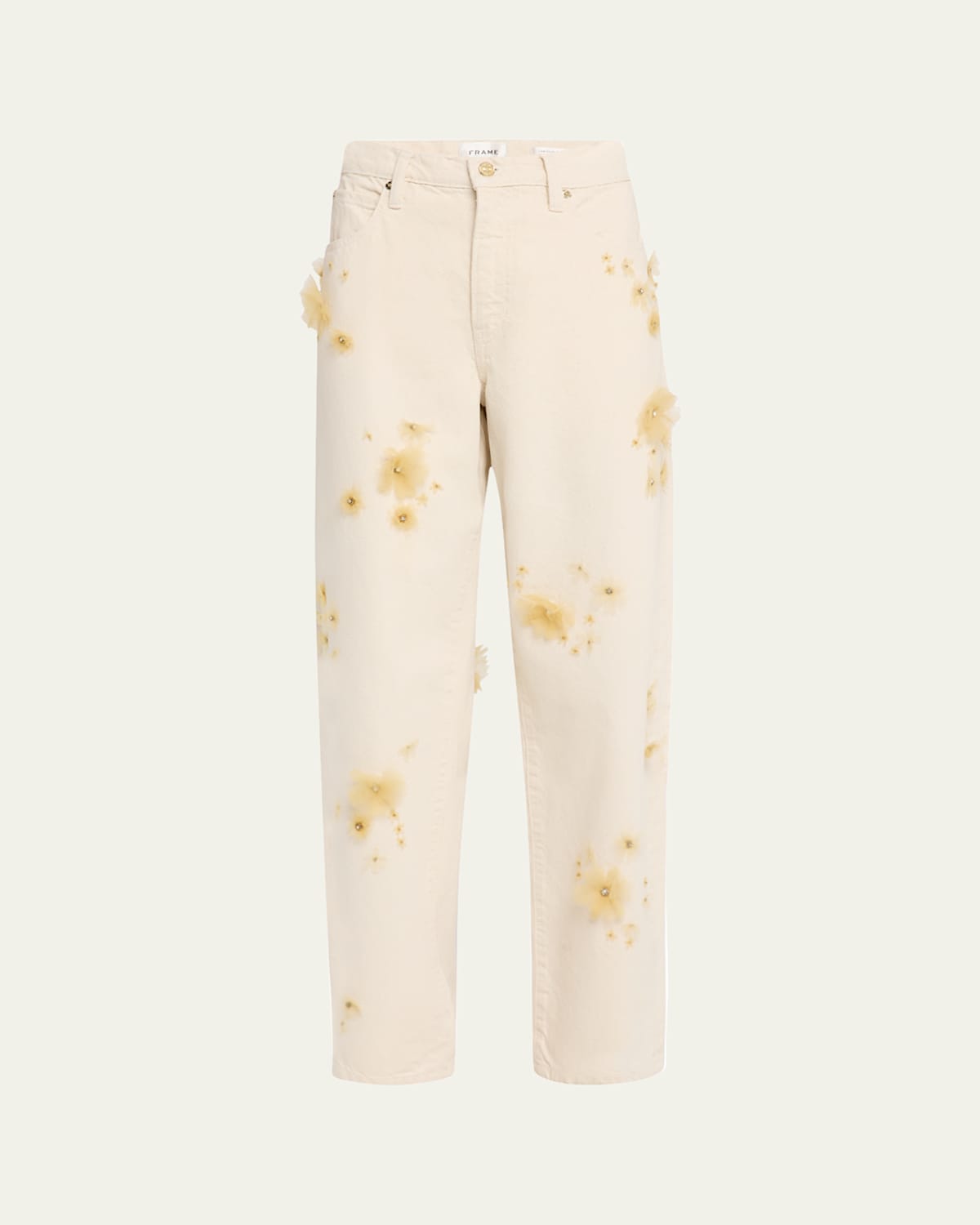 Frame Embellished Low-slung Barrel Jeans In Brown