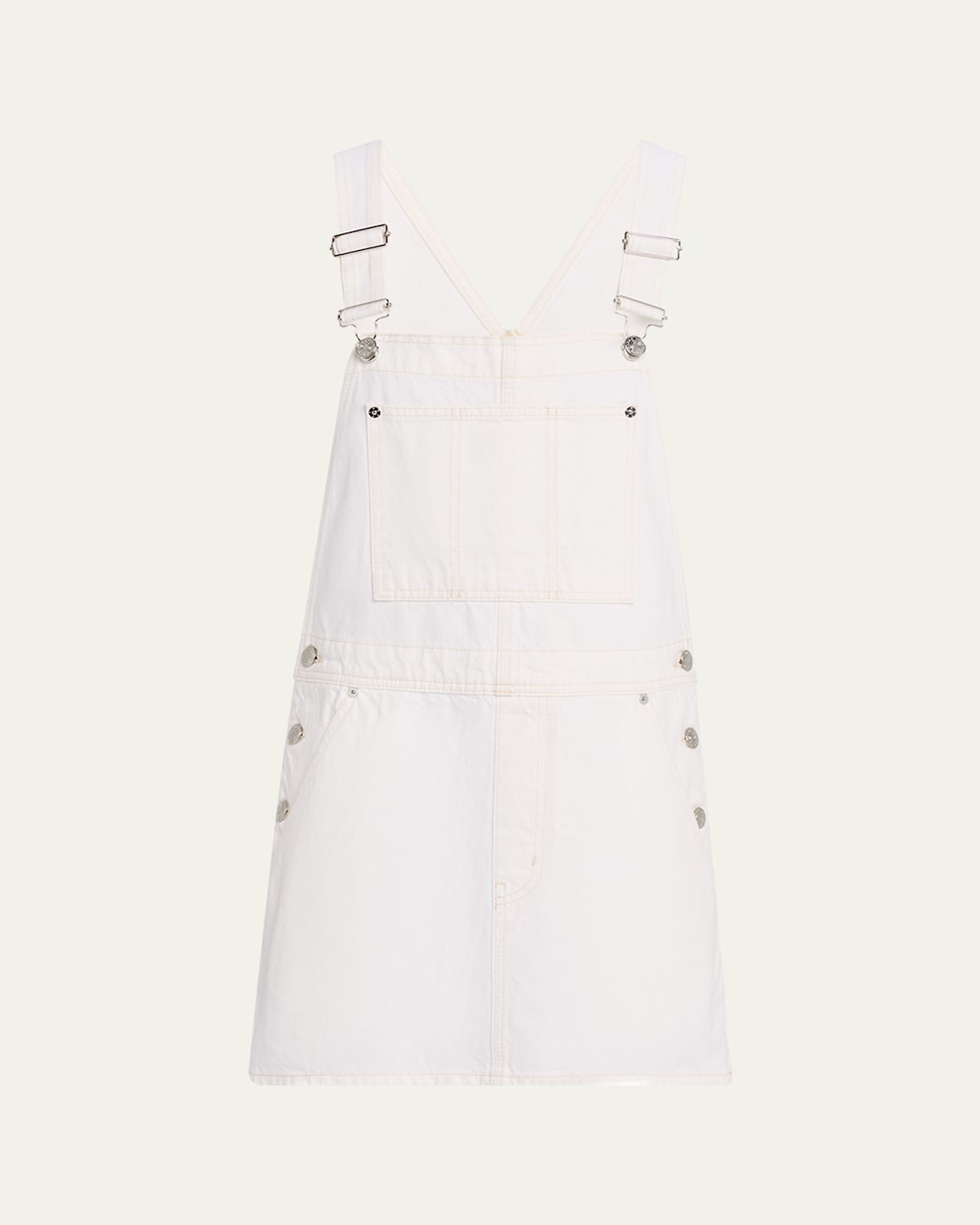 Frame The Skirtall Denim Mini Dress In Nude