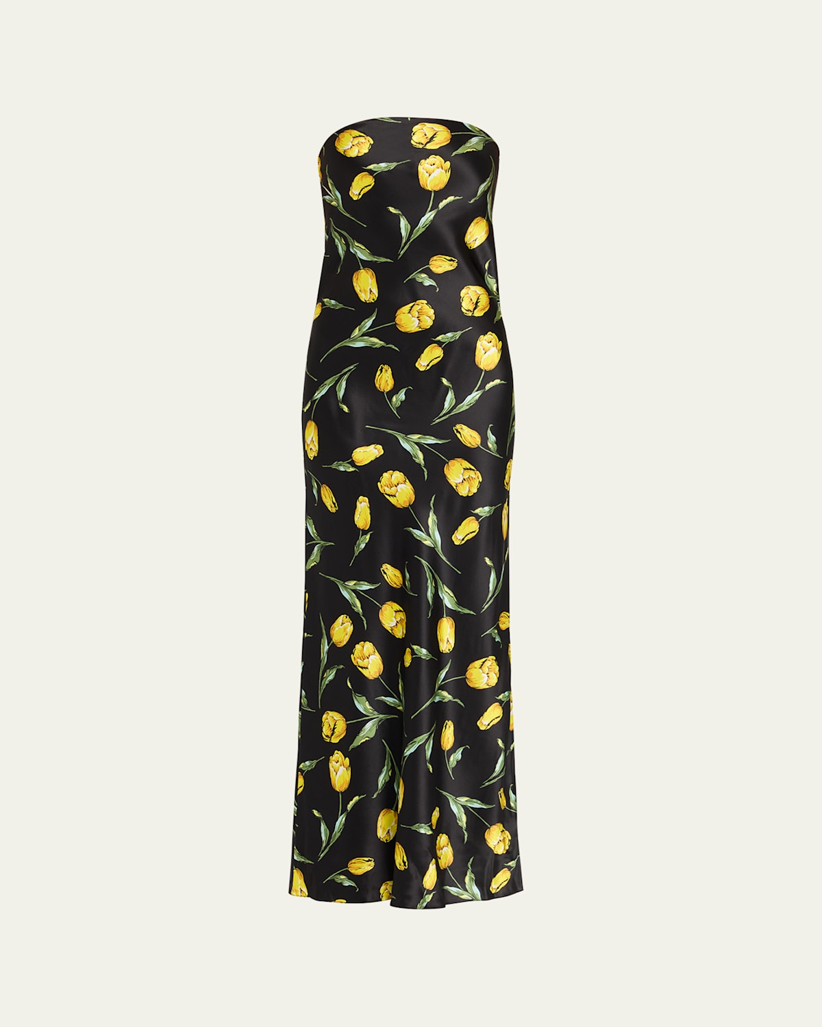 Rodarte Floral-print Satin Strapless Maxi Dress