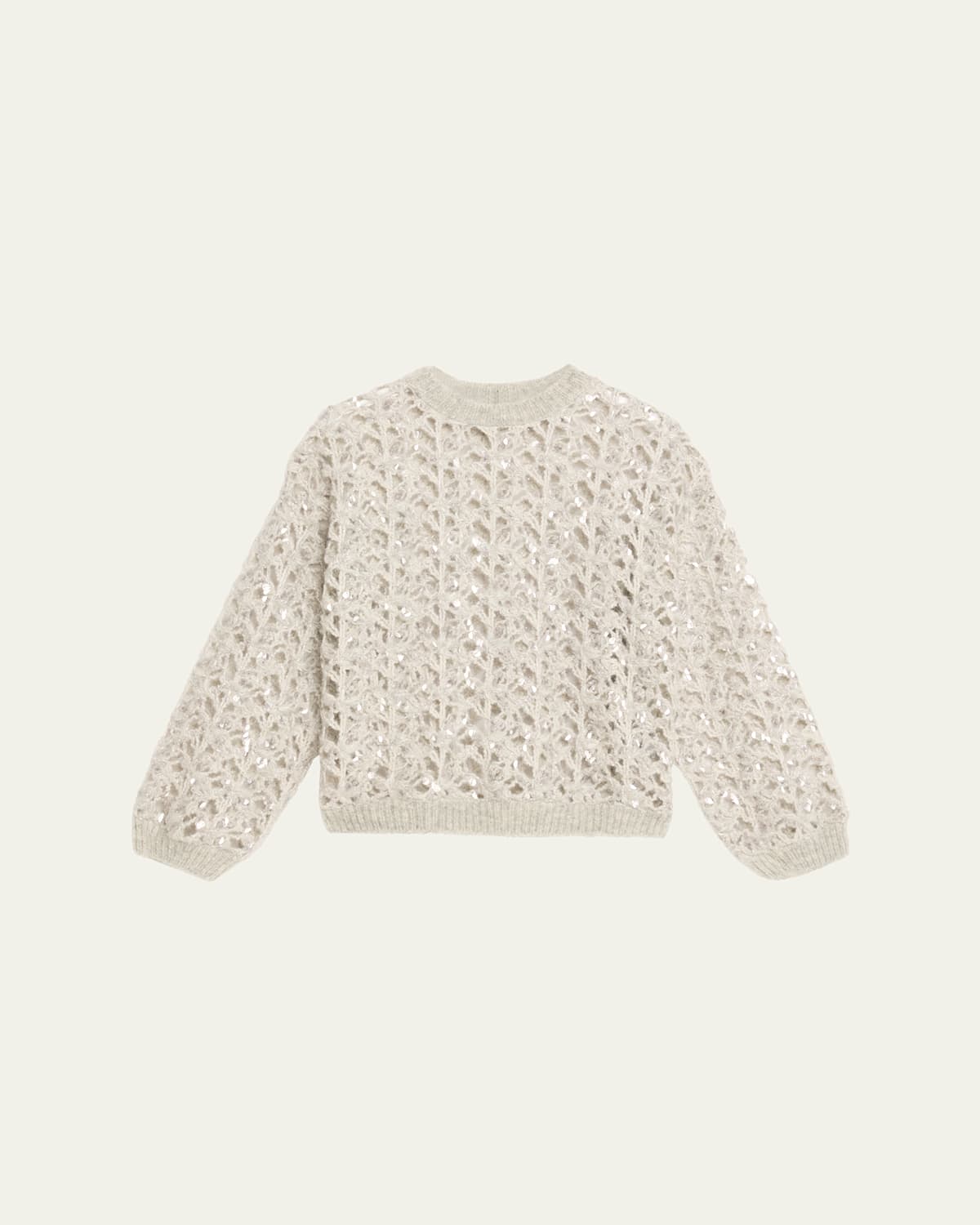 Brunello Cucinelli Sequined Mohair-wool Open-knit Crewneck Sweater In Multi