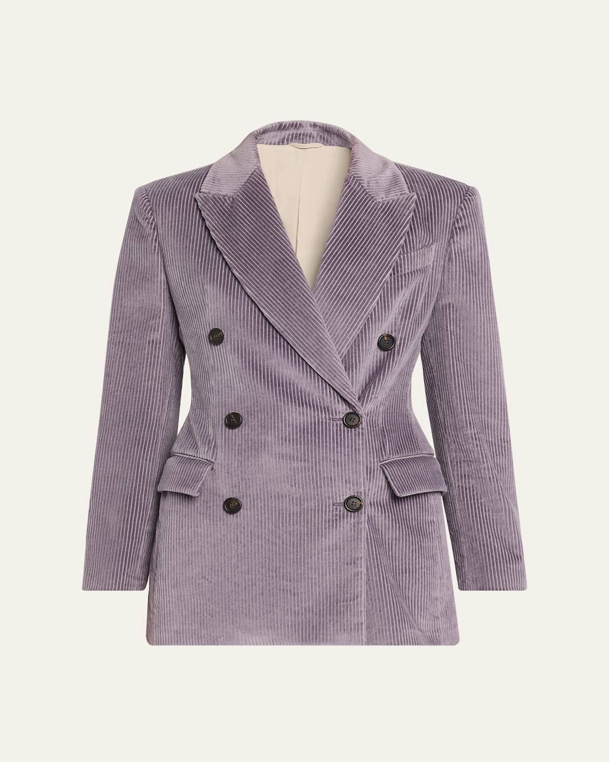 Brunello Cucinelli Double-breasted Corduroy Blazer In Purple