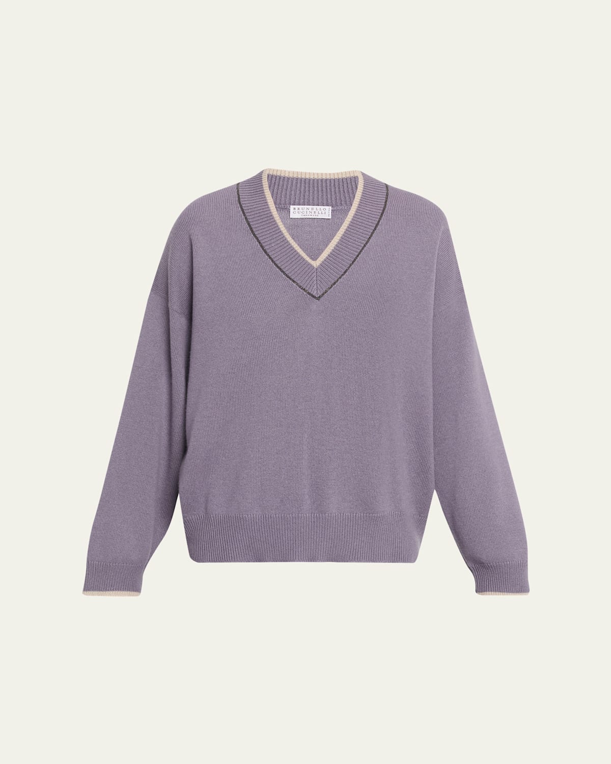 Brunello Cucinelli Cashmere V-neck Sweater In Purple