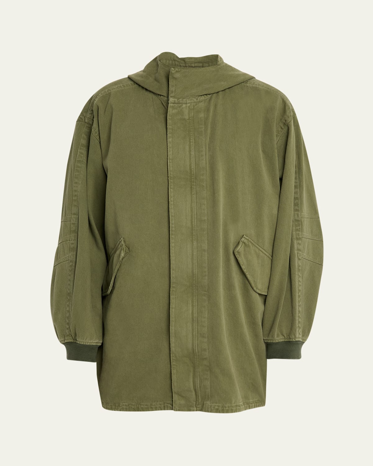 The Row Men's Kemet Washed Cotton Fishtail Parka Jacket In Green