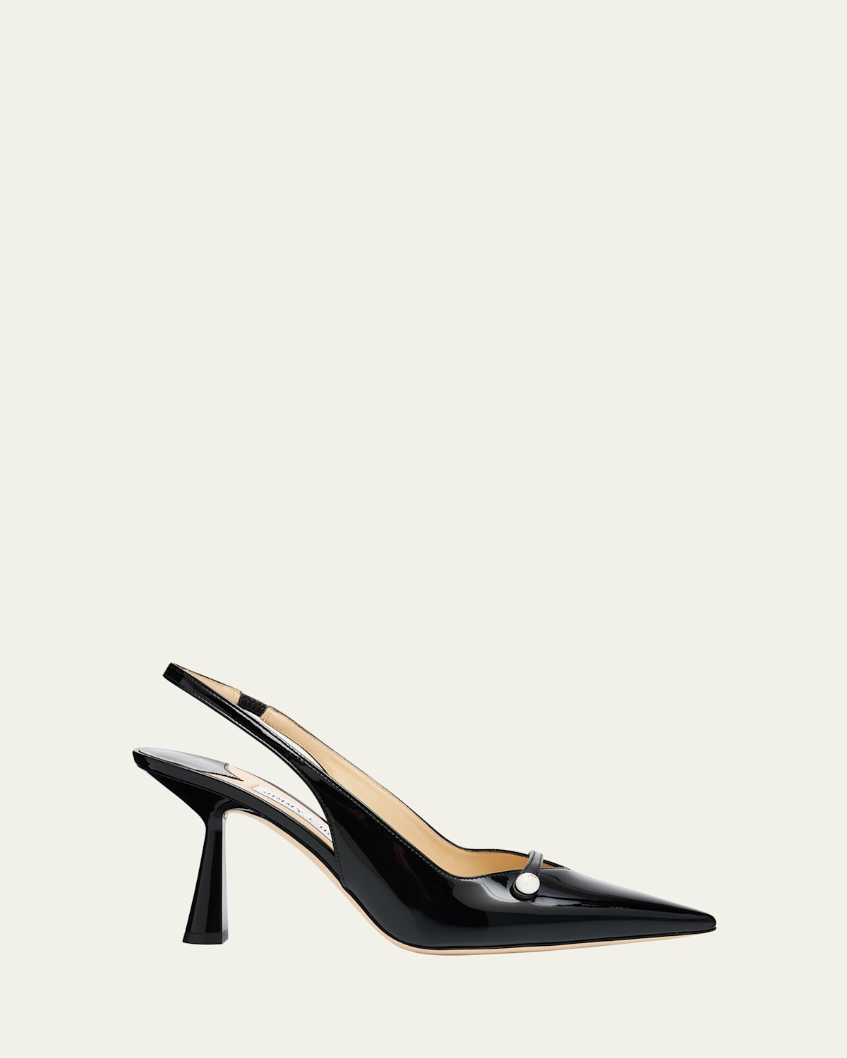 Jimmy Choo Amita 85 Patent Nappa Leather Slingback Pumps In Black
