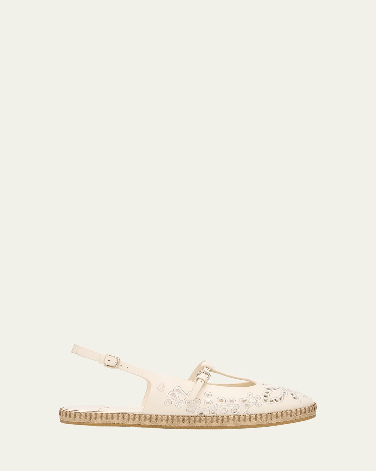Jimmy Choo Amiee Leather Embroidered Espadrille Ballerina Flats
