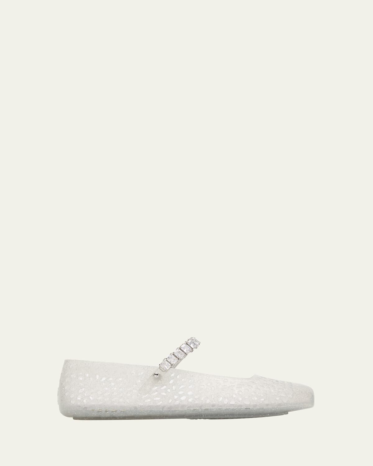 Jimmy Choo The Jelly Glitter Crystal-strap Ballerina Flats In Silver