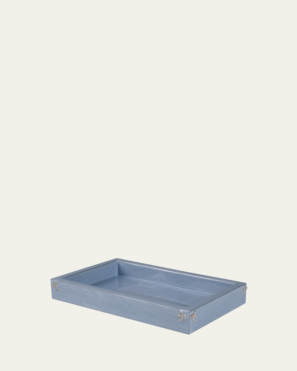 Mike & Ally Lola Pave Bows Small Rectangle Tray In Wintersky/ Silver