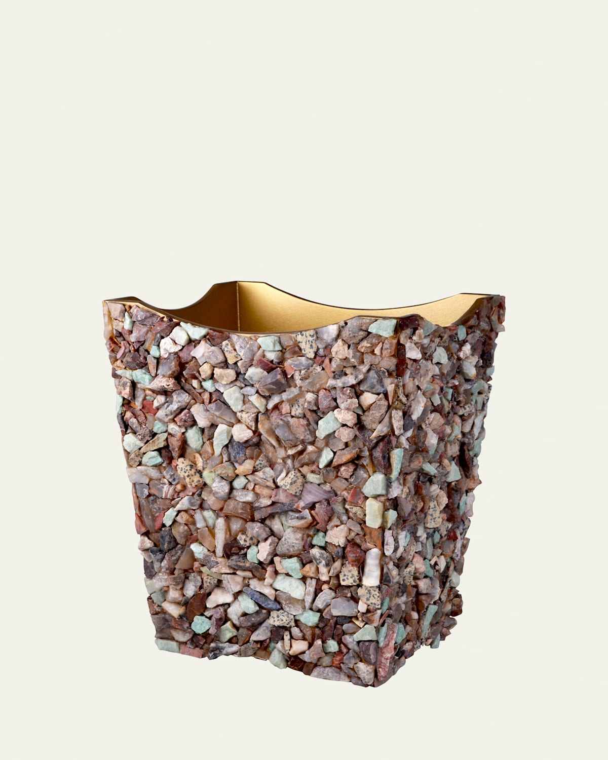Mike & Ally Mojave Scalloped Wastebasket + Liner In Multi