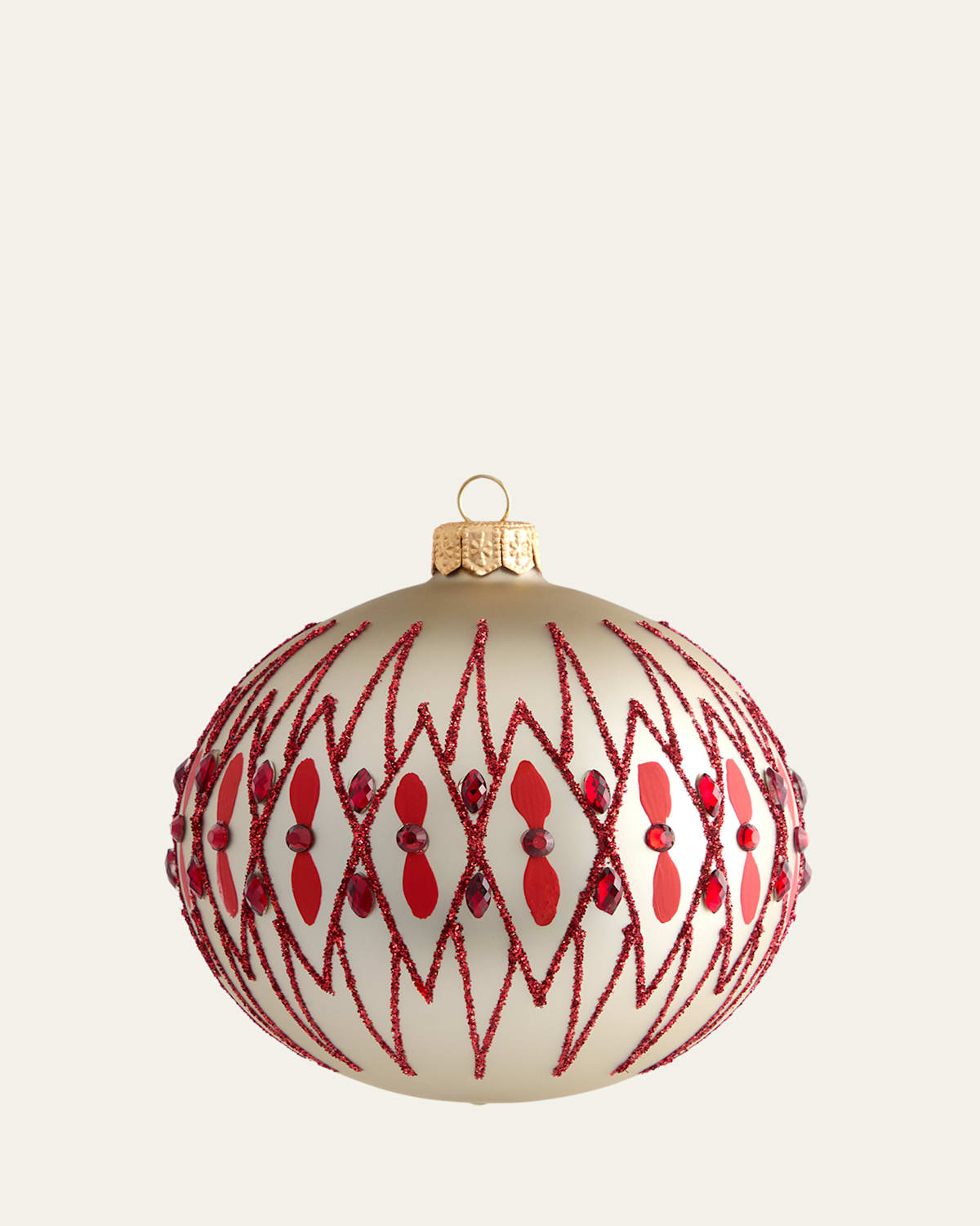 Bergdorf Goodman Red Glitter & Matte Champagne Ball Ornament In Multi