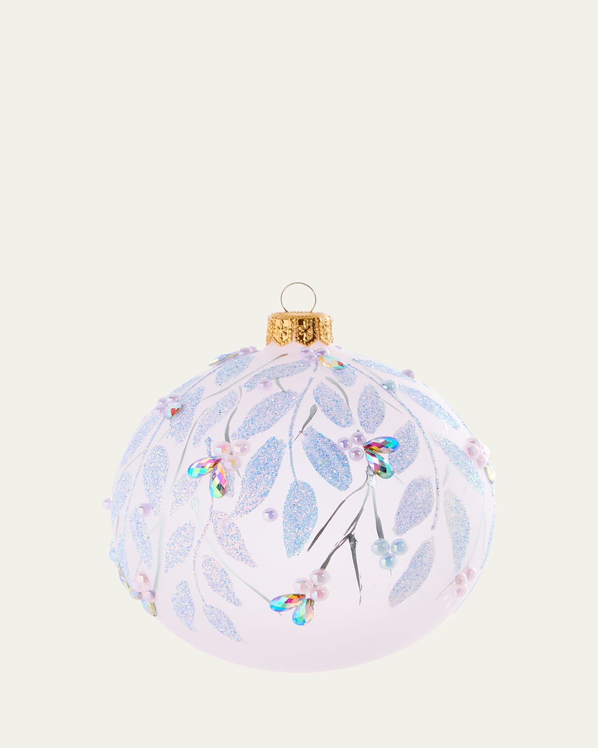Bergdorf Goodman Iridescent Frosted Leaves Ball Ornament In Transparent