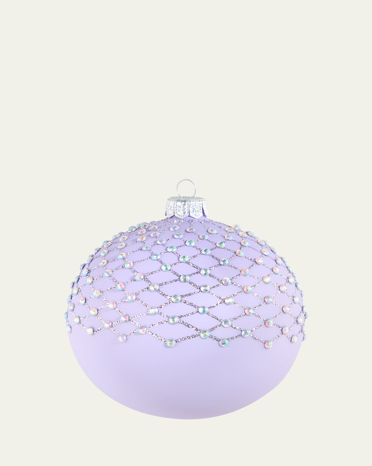 Bergdorf Goodman Iridescent Rhinestones & Glitter Lattice Ball Ornament In Purple