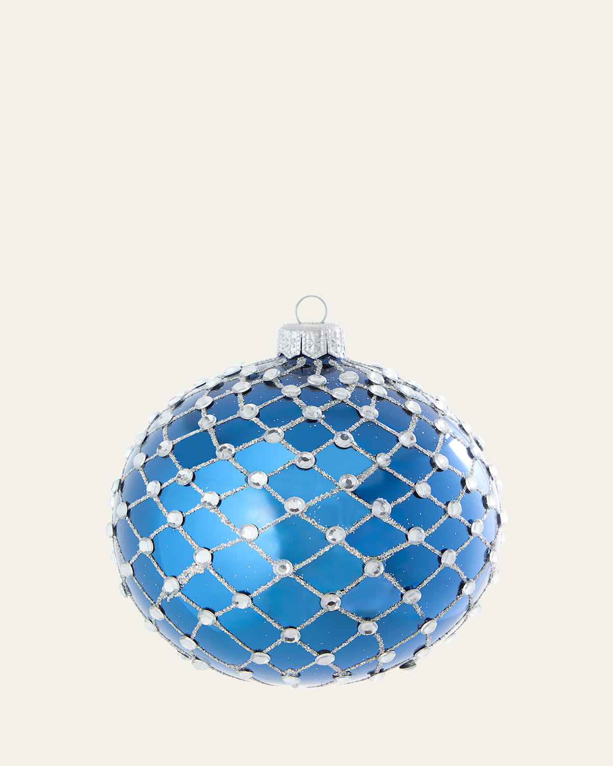 Bergdorf Goodman Glittery Lattice Ball Ornament, Blue In Blue