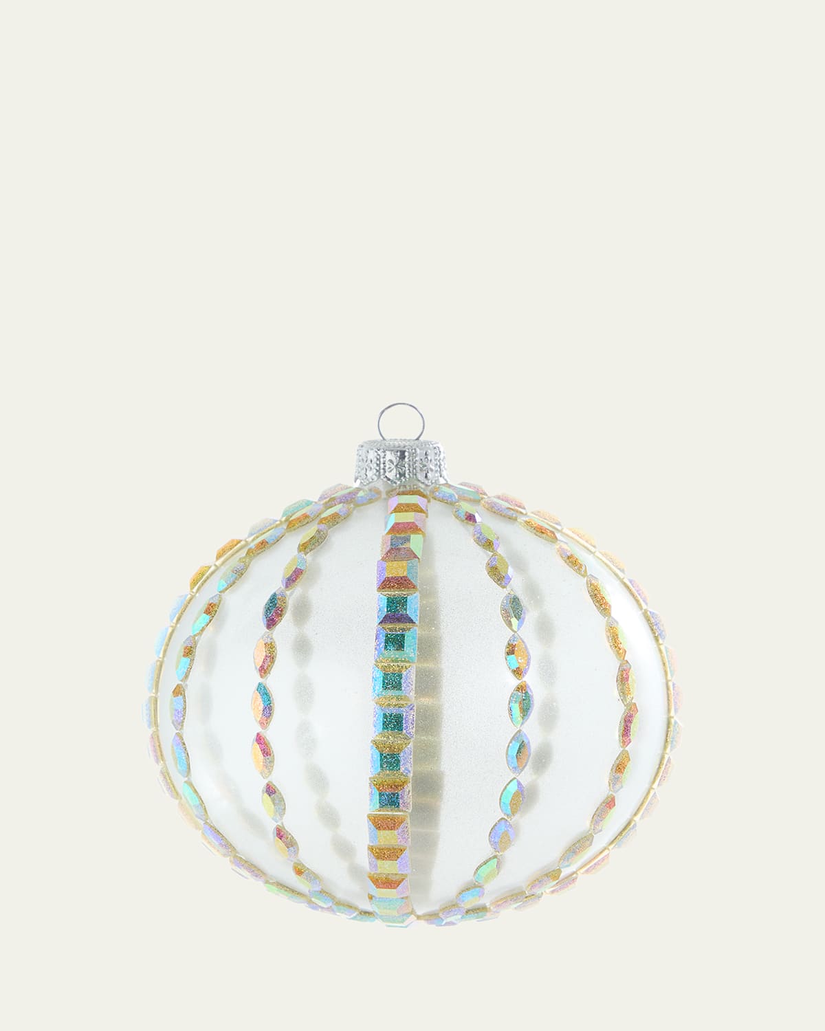 Bergdorf Goodman Rhinestoned Clear Metallic Ball Ornament In Multi