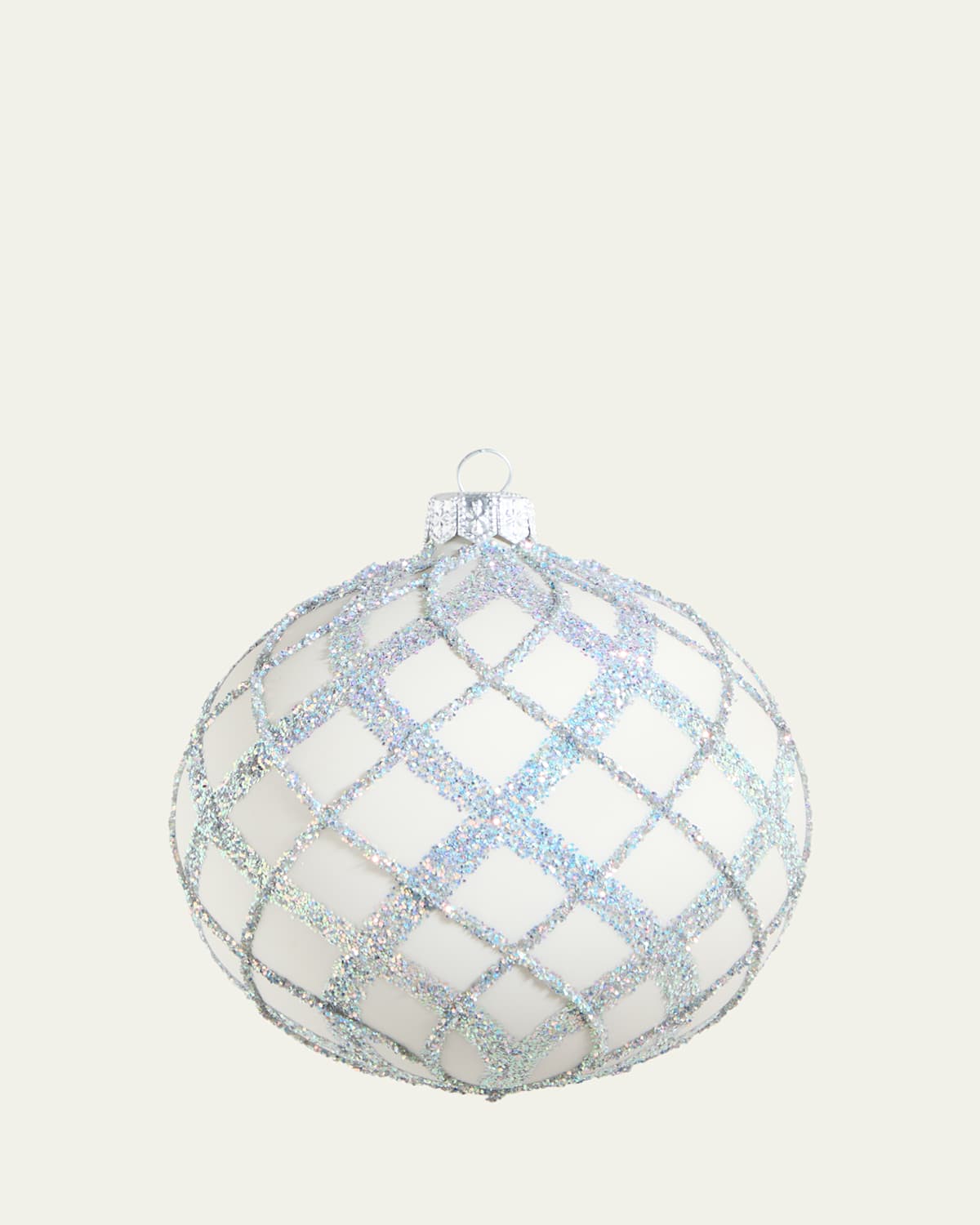Bergdorf Goodman Silver Sparkle Ball Ornament In White