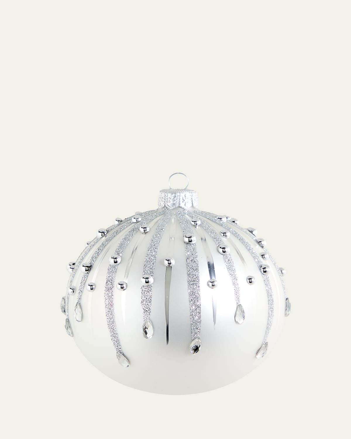 Bergdorf Goodman Silver Rain Ball Ornament In White