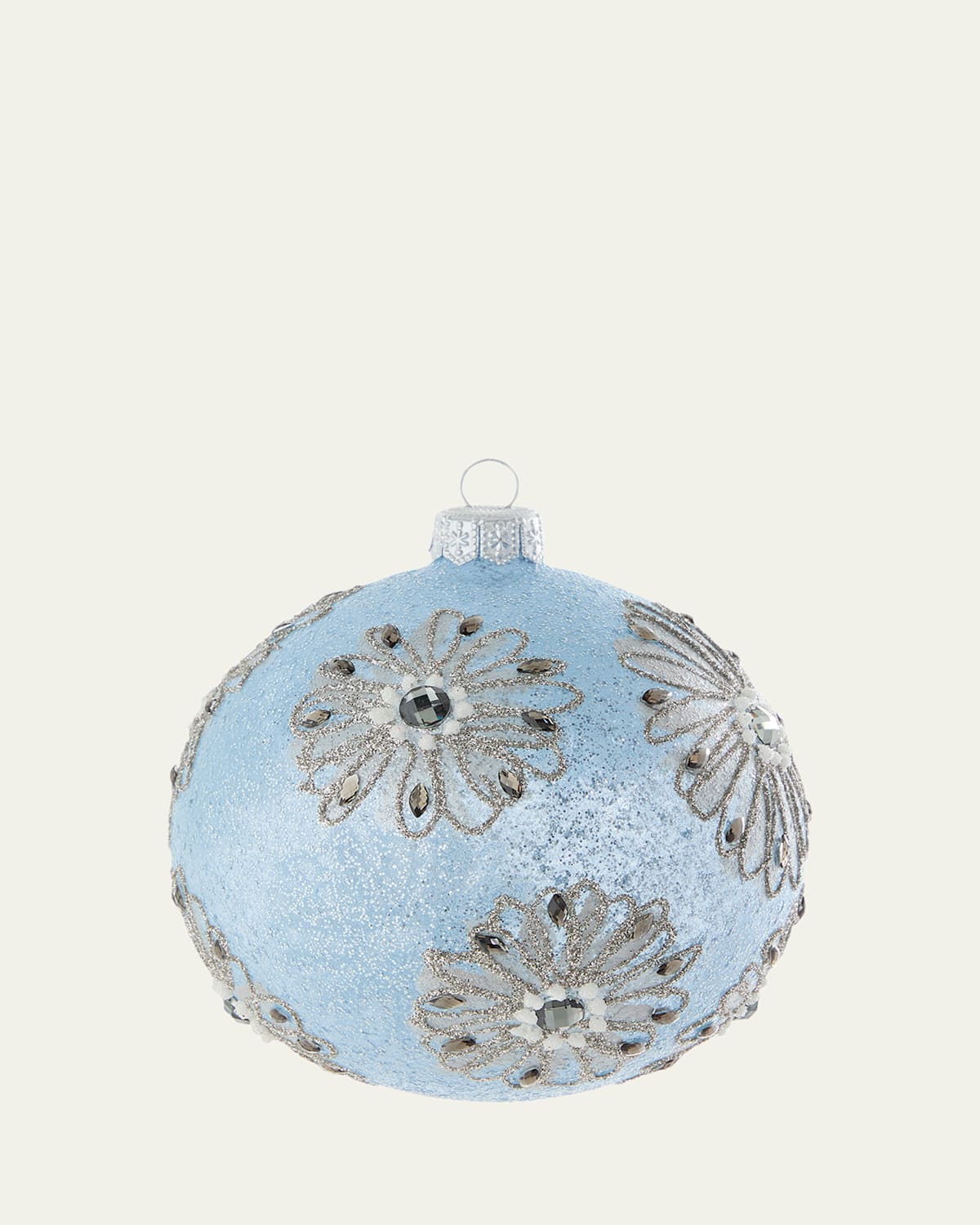 Bergdorf Goodman Glittery Flowers Ball Ornament In Blue