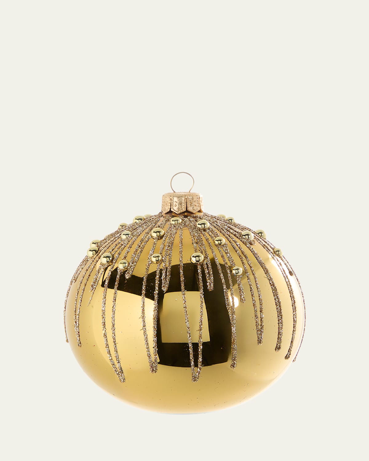Bergdorf Goodman Shiny Gold Ball Ornament With Gold Glitter In Gold