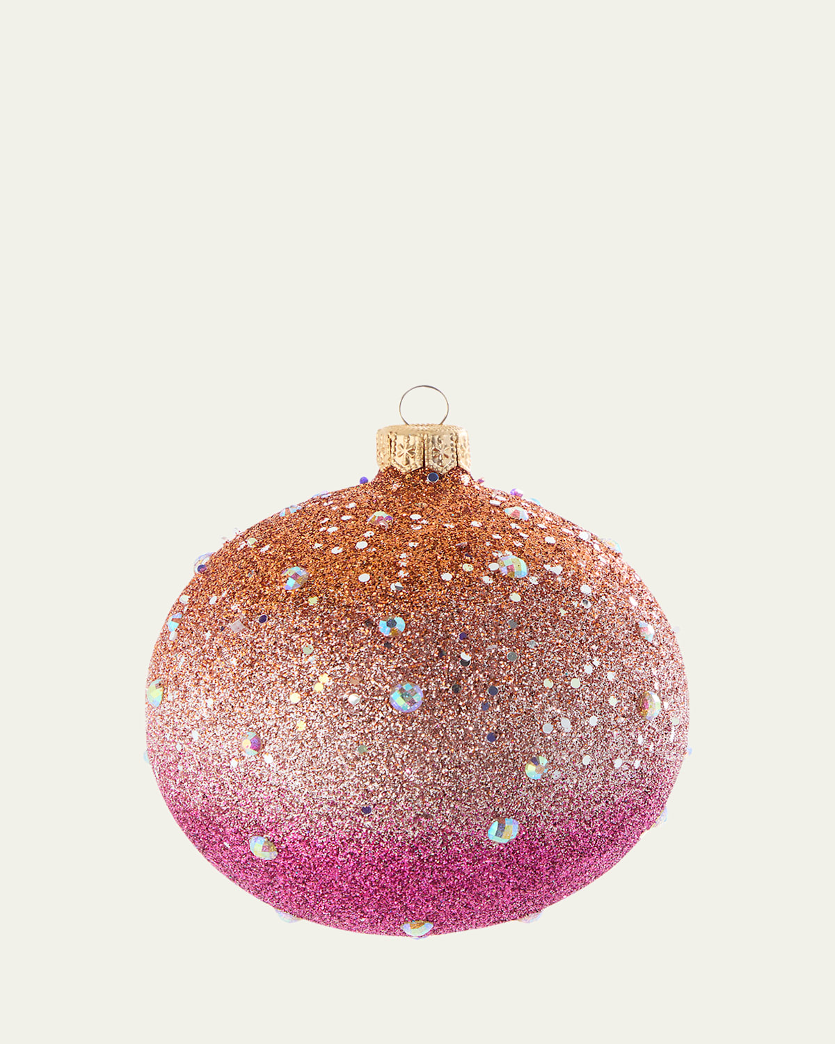 Bergdorf Goodman Pink/orange Ombre Glitter Ball Ornament In Pink