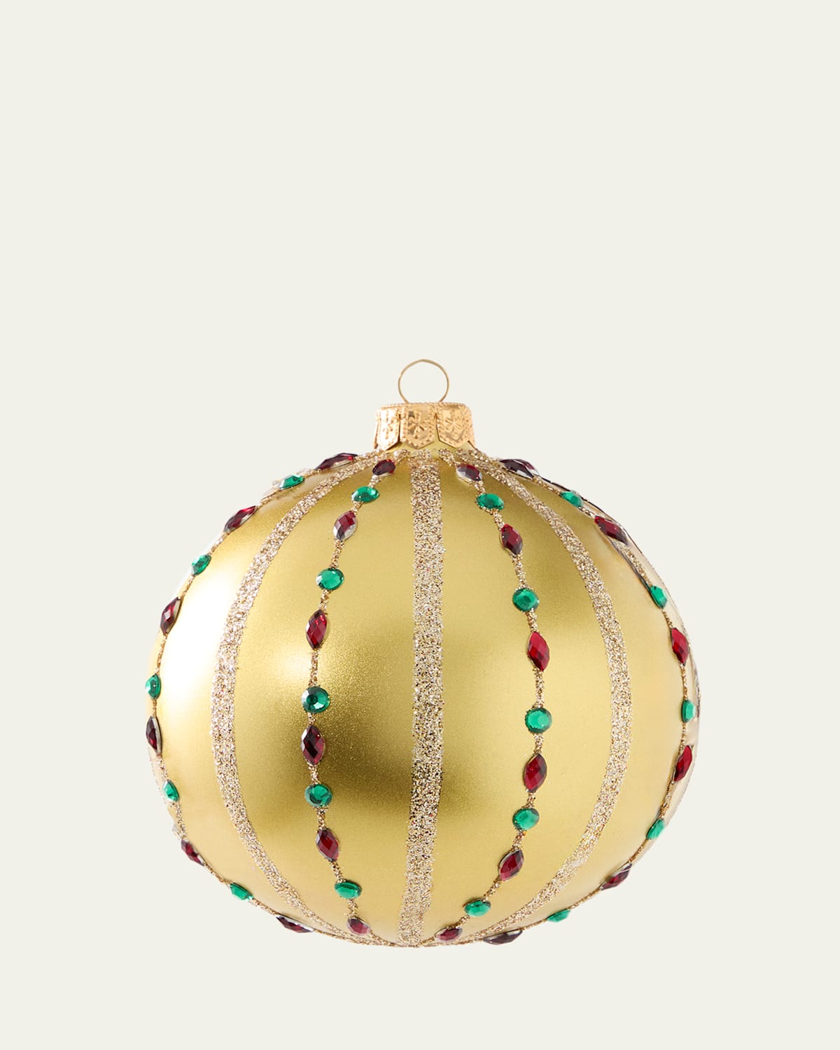 Bergdorf Goodman Rhinestoned Metallic Gold Ball Ornament In Gold