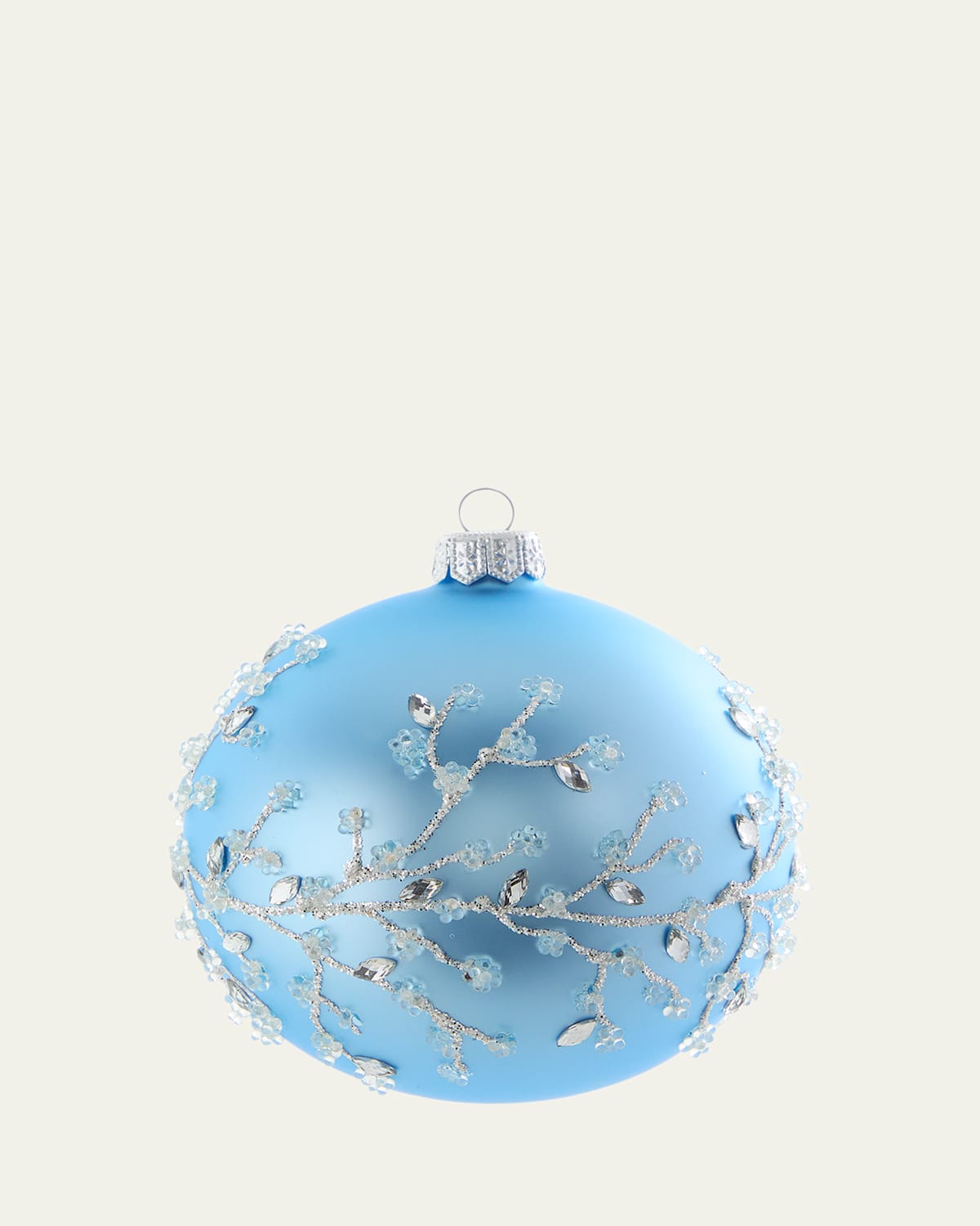 Bergdorf Goodman Light Blue Beaded Branch Ball Ornament In Blue