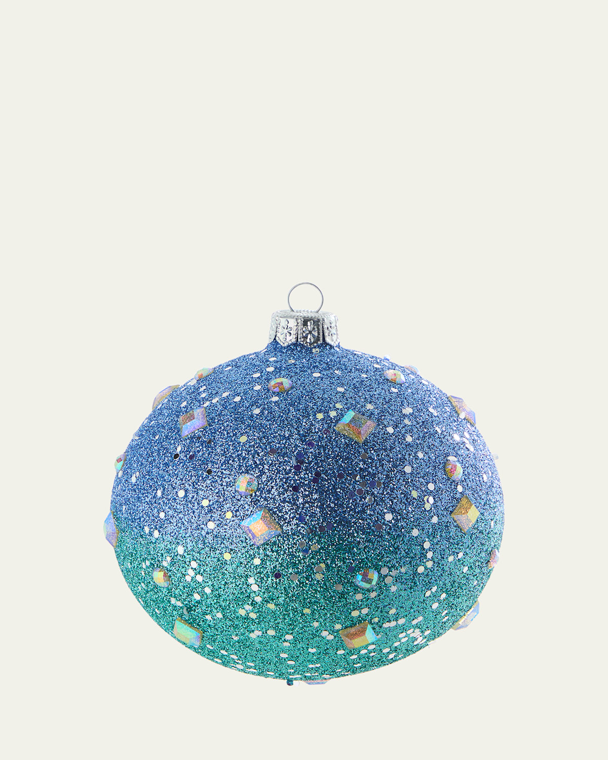 Bergdorf Goodman Blue/green Ombre Glitter Ball Ornament In Blue
