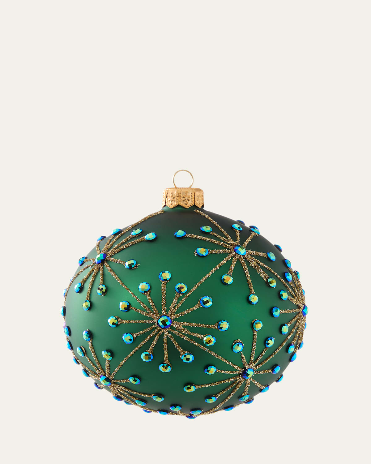 Bergdorf Goodman Glittery & Rhinestoned Starburst Ball Ornament In Green