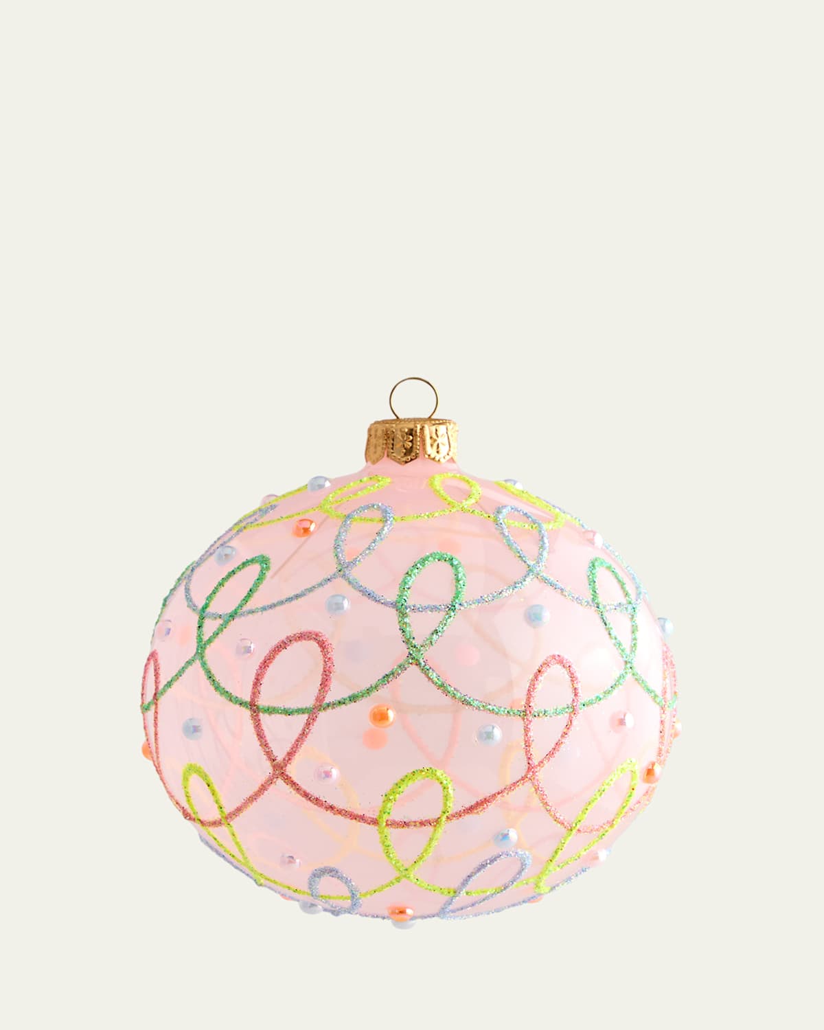Bergdorf Goodman Multicolor Glitter Swirls Ball Ornament In Pink