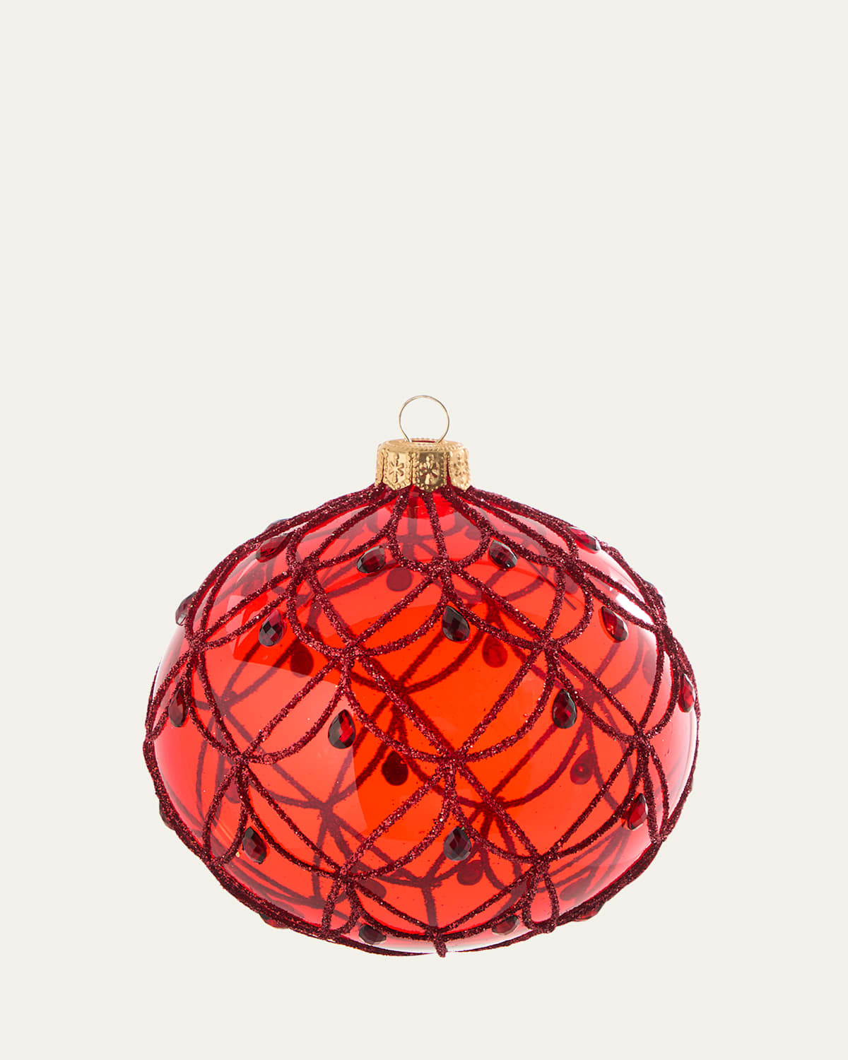 Bergdorf Goodman Transparent Red Art Deco Ball Ornament In Red
