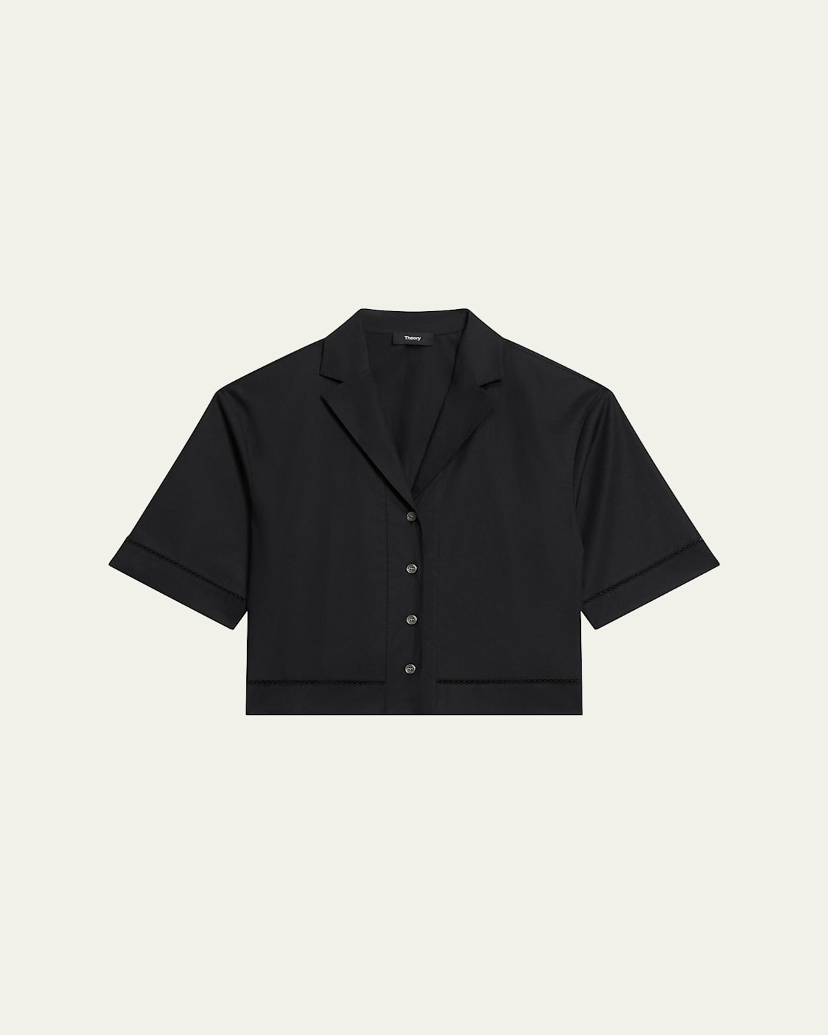 Theory Short-sleeve Boxy Shirt In Black