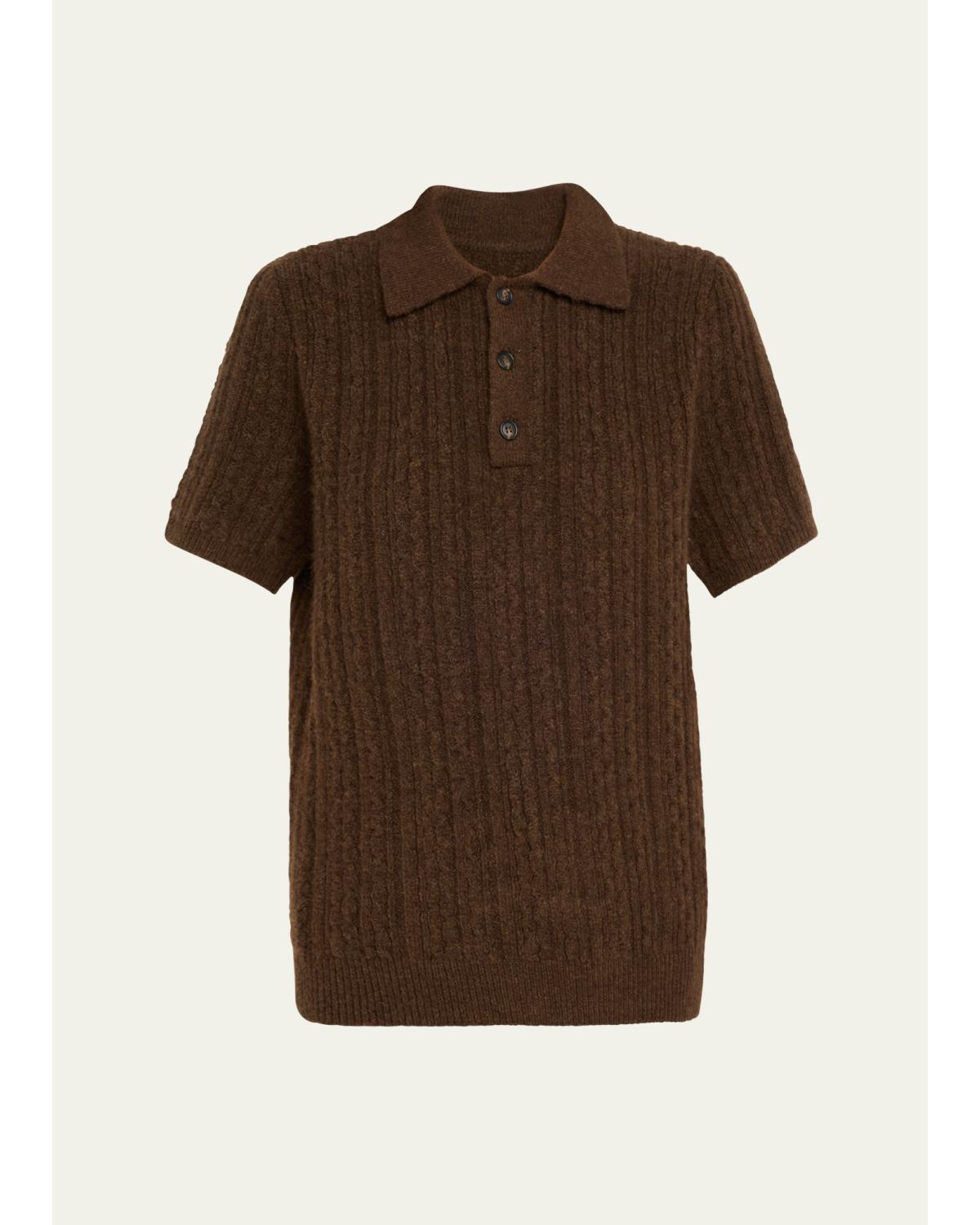 Short-Sleeve Cable-Knit Polo